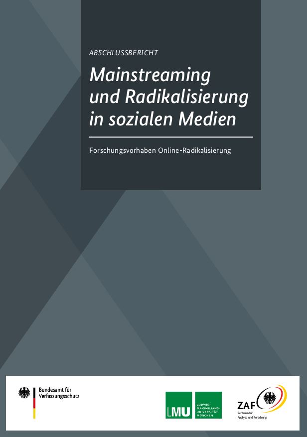 Deckblatt der Publikation „Mainstreaming und Radikalisierung in sozialen Medien“