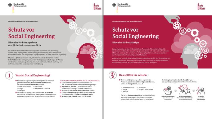 Informationsblätter „Schutz vor Social Engineering“