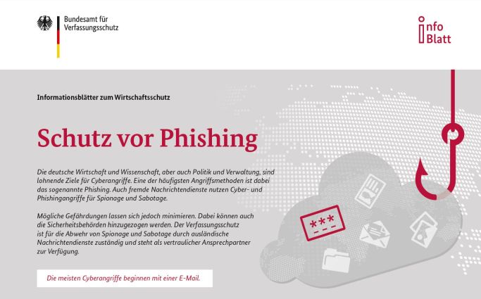 Deckblatt Informationsblatt „Schutz vor Phishing“ Deckblatt Informationsblatt „Schutz vor Phishing“