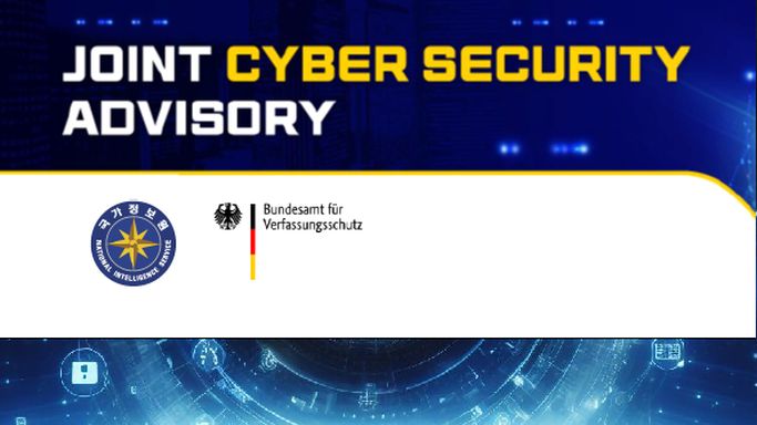 Die Aufnahme zeigt den Schriftzug „Joint Cyber-Security Advisory“ und die Logos von NIS und BfV