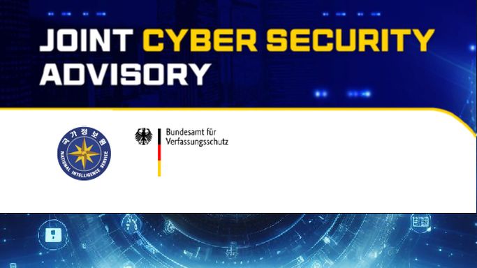 Die Aufnahme zeigt den Schriftzug „Joint Cyber-Security Advisory“ und die Logos von NIS und BfV (Quelle: BfV) Die Aufnahme zeigt den Schriftzug „Joint Cyber-Security Advisory“ und die Logos von NIS und BfV