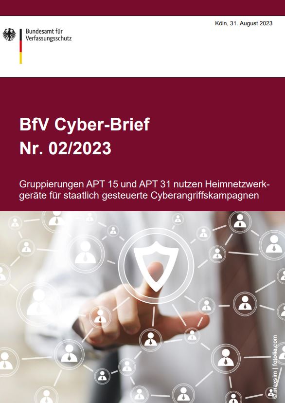 Deckblatt der Publikation BfV Cyber-Brief Nr. 02/2023 Deckblatt der Publikation BfV Cyber-Brief Nr. 02/2023