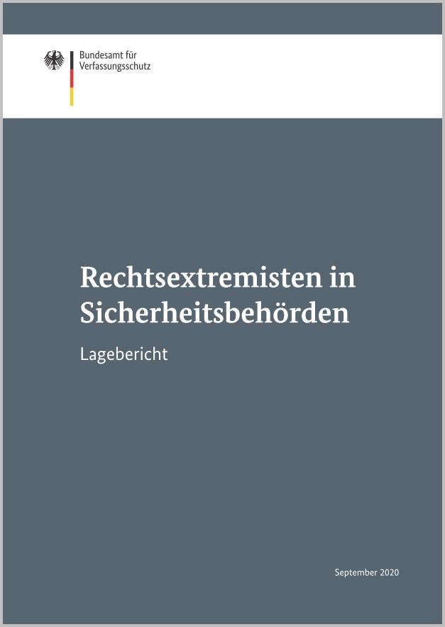 Deckblatt der Publikation Lagebild "Rechtsextremisten in Sicherheitsbehörden"