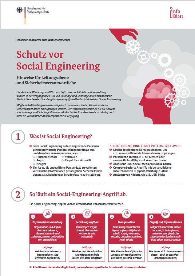 Informationsblatt „Schutz vor Social Engineering“
