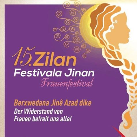 Die Aufnahme zeigt den Ausschnitt eines Flyers für das "15. Zîlan-Frauenfestival" am 22. Juni 2019 Die Aufnahme zeigt den Ausschnitt eines Flyers für das "15. Zîlan-Frauenfestival" am 22. Juni 2019