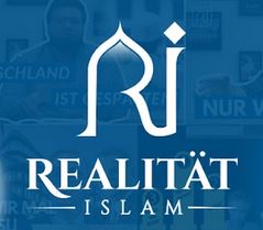Logo von „Realität Islam“, stilisierte Buchstaben RI und Schriftzug „Realität Islam“ Logo von „Realität Islam“, stilisierte Buchstaben RI und Schriftzug „Realität Islam“