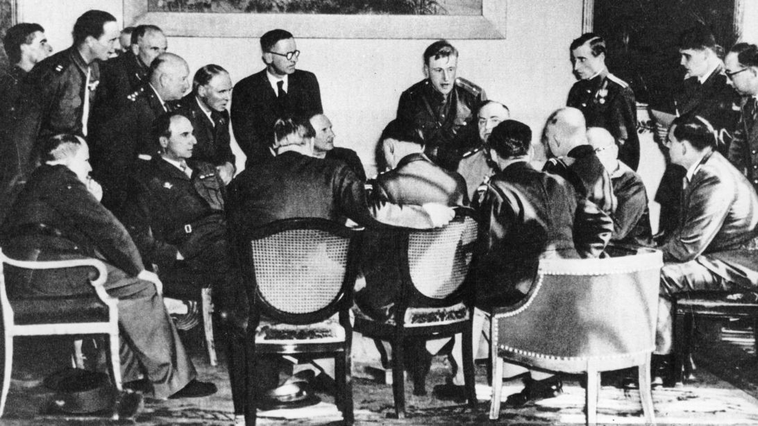 The photograph taken on June 5, 1945 shows the first meeting of the Allied Control Council in Berlin in Germany after the end of World War 2.