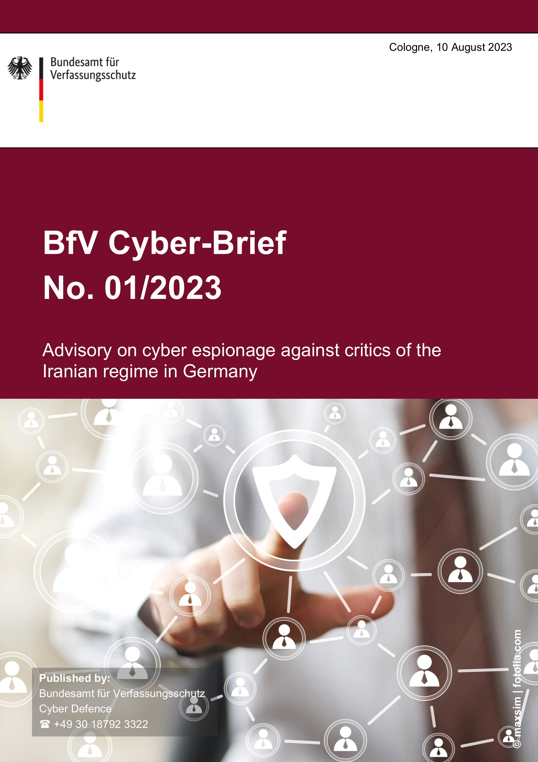 Cover page of the BfV Cyber-Brief No. 01/2023 Cover page of the BfV Cyber-Brief No. 01/2023