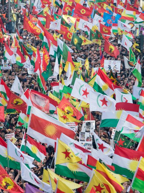 The photo shows participants of a Kurdish demonstration Jan. 27, 2018, in Cologne, Germany, against the Turkish military offensive in northern Syria.  (Source: Rainer Jensen/picture alliance/dpa) The photo shows participants of a Kurdish demonstration Jan. 27, 2018, in Cologne, Germany, against the Turkish military offensive in northern Syria.