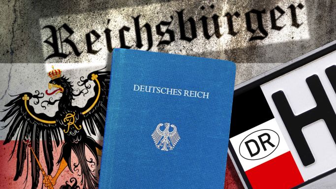 The illustration symbolically shows Reichsbuerger paws, Reich eagle and Reichsbuerger license plate. (Source: C. Ohde/blickwinkel/McPHOTO/picture alliance) The illustration symbolically shows Reichsbuerger paws, Reich eagle and Reichsbuerger license plate.